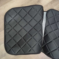 Thick Quilt Dressage Saddle Pad, piping. cut tabs *gc, older, stains, dingy?discolored, clean, mnr hairy, cut tabs
