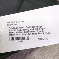 Thick Quilt Dressage Saddle Pad, piping. cut tabs *gc, older, stains, dingy?discolored, clean, mnr hairy, cut tabs
