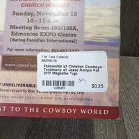 Fellowship of Christian Cowboys - Testimony of Jesse Rempel Fall 2017 Magazine *vgc
