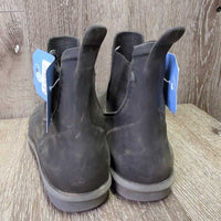 Pr Pull On Rubber Paddock "Jodphur" Boots *vgc, mnr dirt, residue, threads, curled lining seams, els puckers
