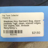 Hvy Garment Bag, zipper pockets *vgc, clean, stained edges, mnr stains, hair, threads
