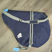 Fleece Lined Padded Saddle Carrying Bag, zip, shoulder strap *vgc, older, snags, mnr stains, dirt/residue, rubs, hair
