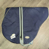 Fleece Lined Padded Saddle Carrying Bag, zip, shoulder strap *vgc, older, snags, mnr stains, dirt/residue, rubs, hair

