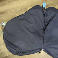 Fleece Lined Padded Saddle Carrying Bag, zip, shoulder strap *vgc, older, snags, mnr stains, dirt/residue, rubs, hair
