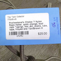 Nylon Rope Halter, quick change, lead rope *vgc/gc, mnr dirt, stains, rubs, tape, frayed end
