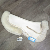 Shimmable Quilt & Sheepskin Half Pad, Rolled Edge *vgc, clean, stains, rubs, pills
