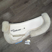 Shimmable Quilt & Sheepskin Half Pad, Rolled Edge *vgc, clean, stains, rubs, pills
