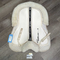 Shimmable Quilt & Sheepskin Half Pad, Rolled Edge *vgc, clean, stains, rubs, pills
