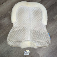 Shimmable Quilt & Sheepskin Half Pad, Rolled Edge *vgc, clean, stains, rubs, pills
