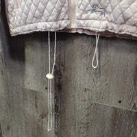 Light Quilt Jacket, Satin Lining, Zipper *gc, clean, puckers, older, v.stretched elastic drawstring

