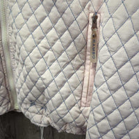Light Quilt Jacket, Satin Lining, Zipper *gc, clean, puckers, older, v.stretched elastic drawstring
