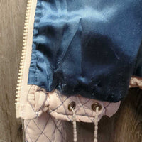 Light Quilt Jacket, Satin Lining, Zipper *gc, clean, puckers, older, v.stretched elastic drawstring
