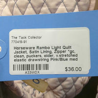 Light Quilt Jacket, Satin Lining, Zipper *gc, clean, puckers, older, v.stretched elastic drawstring
