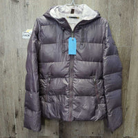 Puffy Jacket, Hood, Zipper *gc/fair, vclumpy, repair, cuff stains, older
