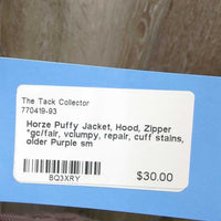Puffy Jacket, Hood, Zipper *gc/fair, vclumpy, repair, cuff stains, older
