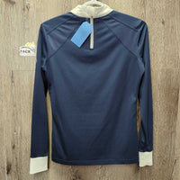 LS Show Shirt, 1/4 Zip Up, Bling *vgc/xc, mnr snags/run
