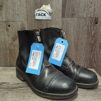 Pr Italian Leather Round Toe Paddock Boots, zips *vgc, older?, clean, rubbed soles, scuffs, creases
