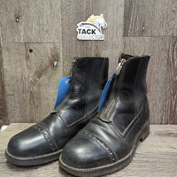 Pr Italian Leather Round Toe Paddock Boots, zips *vgc, older?, clean, rubbed soles, scuffs, creases

