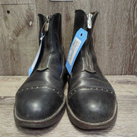 Pr Italian Leather Round Toe Paddock Boots, zips *vgc, older?, clean, rubbed soles, scuffs, creases
