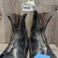 Pr Italian Leather Round Toe Paddock Boots, zips *vgc, older?, clean, rubbed soles, scuffs, creases
