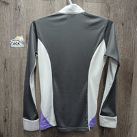 LS Show Shirt, Zipper, Buttons, Magnetic Collar *gc, loose threads & snags

