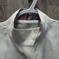 LS Show Shirt, snap Collar *gc/fair, puckers, older, faded, puckers, bubbled collar
