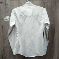 LS Show Shirt, snap Collar *gc/fair, puckers, older, faded, puckers, bubbled collar
