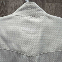 LS Show Shirt, snap Collar *gc/fair, puckers, older, faded, puckers, bubbled collar

