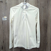 LS Show Shirt, 1/3 Snap Up, Snap Collar, Mesh Sleeves *vgc/gc, mnr stains, seam puckers, cuff stains & curled collar ends
