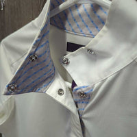 LS Show Shirt, 1/3 Snap Up, Snap Collar, Mesh Sleeves *vgc/gc, mnr stains, seam puckers, cuff stains & curled collar ends
