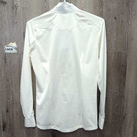 LS Show Shirt, 1/3 Snap Up, Snap Collar, Mesh Sleeves *vgc/gc, mnr stains, seam puckers, cuff stains & curled collar ends
