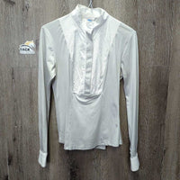 LS Show Shirt, 1/2 Snap Up, Snap Collar *vgc, seam puckers, mnr cuff stains
