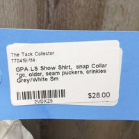 LS Show Shirt, snap Collar *gc, older, seam puckers, crinkles
