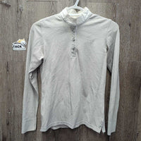 LS Show Shirt, snap Collar, Bling Buttons *gc, v.puckered collar, loose buttons, older, rubbed & frayed edges
