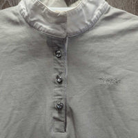 LS Show Shirt, snap Collar, Bling Buttons *gc, v.puckered collar, loose buttons, older, rubbed & frayed edges
