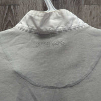 LS Show Shirt, snap Collar, Bling Buttons *gc, v.puckered collar, loose buttons, older, rubbed & frayed edges
