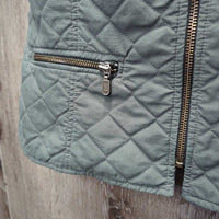 Quilt Vest, zipper *gc, discolored armpits, linty, older, puckers, hairy, loose lining
