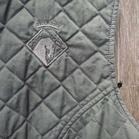 Quilt Vest, zipper *gc, discolored armpits, linty, older, puckers, hairy, loose lining
