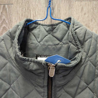 Quilt Vest, zipper *gc, discolored armpits, linty, older, puckers, hairy, loose lining
