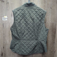 Quilt Vest, zipper *gc, discolored armpits, linty, older, puckers, hairy, loose lining
