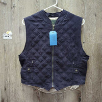 Microsuede Quilt Vest, Zipper *gc/vgc, older, threads, lining: mnr rubs, runs & snags

