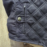 Microsuede Quilt Vest, Zipper *gc/vgc, older, threads, lining: mnr rubs, runs & snags
