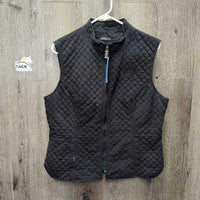 Thin Quilt Vest, Zipper *gc, v.puckered, rubs & pilly, loose lining, older, faded
