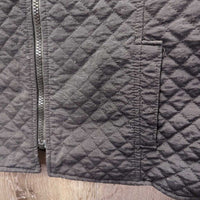 Thin Quilt Vest, Zipper *gc, v.puckered, rubs & pilly, loose lining, older, faded
