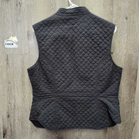 Thin Quilt Vest, Zipper *gc, v.puckered, rubs & pilly, loose lining, older, faded

