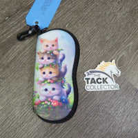 Kitten Print Neoprene Glasses Case, zipper, snap *xc/like new
