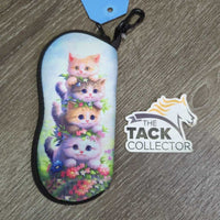 Kitten Print Neoprene Glasses Case, zipper, snap *xc/like new
