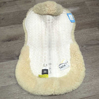 Rolled Sheepskin & Quilt Jumper Half Pad *vgc/gc, stains, mnr hair, pills
