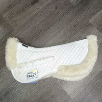 Quilt & Fleece Half Pad, Rolled Sheepskin *xc, clean, mnr stains & puckers
