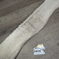 Nylon Web & Fleece Girth, 2x els, D Ring *gc, dirty, hairy, dingy, rusty, edge: rubs, frays, holes & thin
